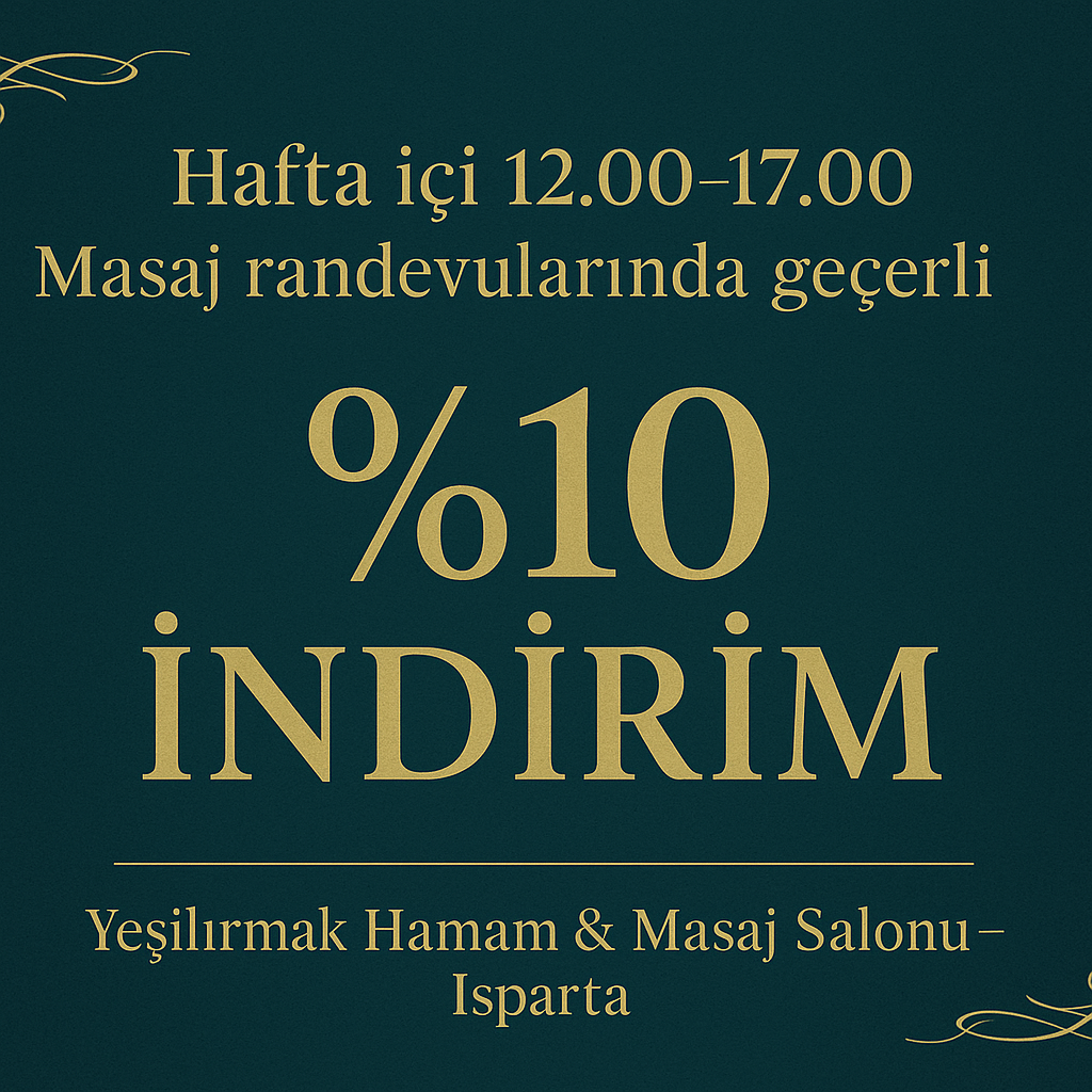 Hafta içi 12:00–17:00 masaj randevularında %10 indirim görseli